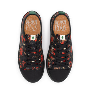 Vegan sneaker roses black