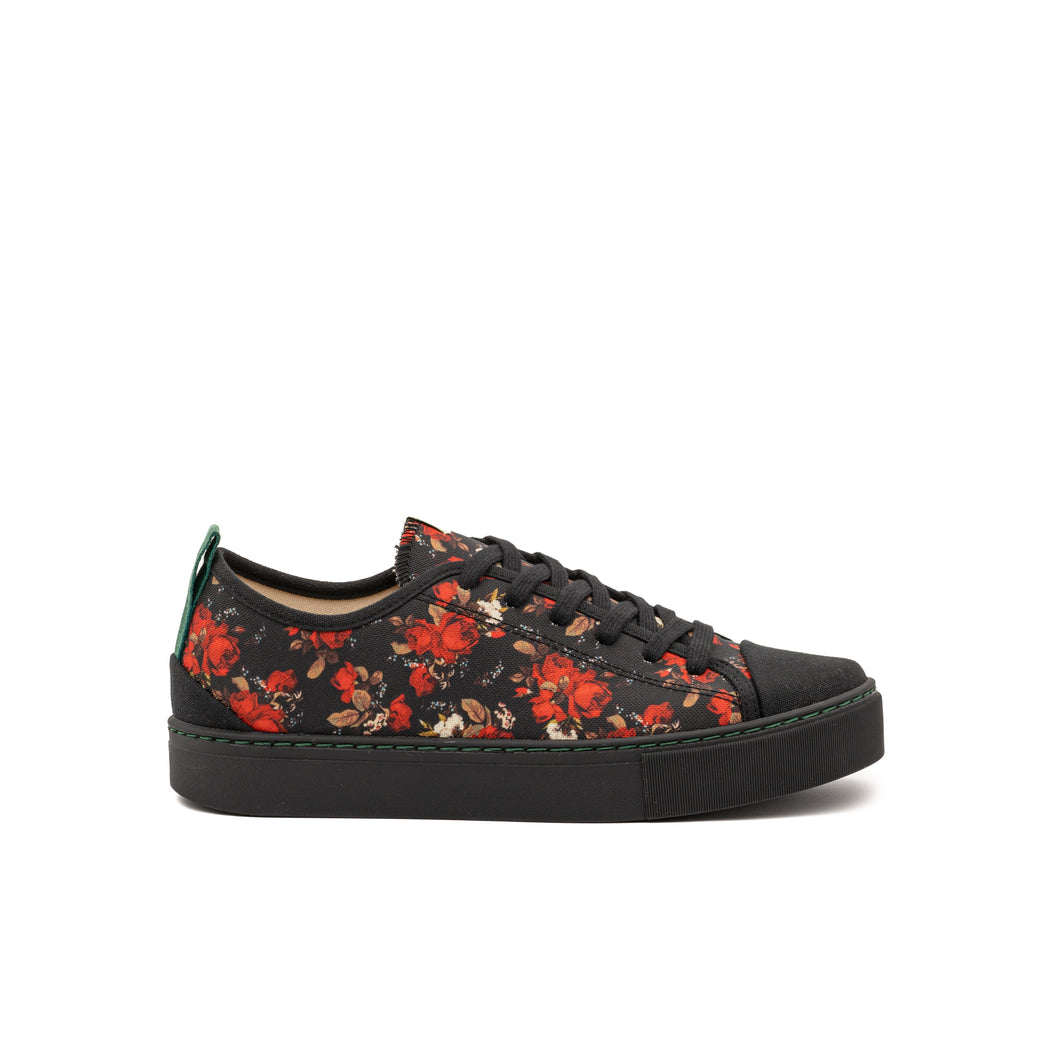 Vegan sneaker roses black