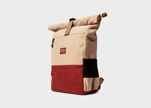 Sac à dos en chanvre waterproof - Beige and Red