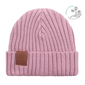 bonnet rose poudré maille coton bio cotelé