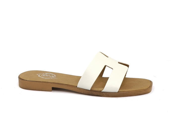 sandales mules blanche en cuir vegan