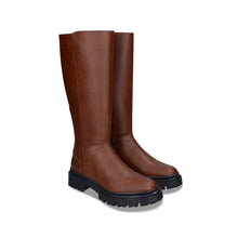 Charger l&#39;image dans la galerie, bottes en cuir vegan marron avec grosses semelles chunky