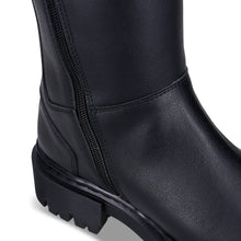 Charger l&#39;image dans la galerie, bottes noires en cuir vegan avec grosses semelles chunky