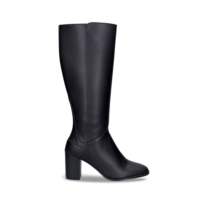 Bottes noires à talon en cuir vegan