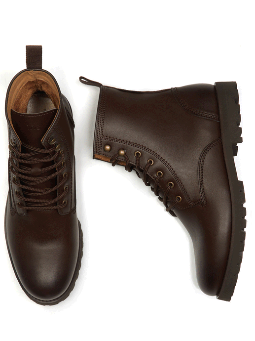 bottines rangers marron en cuir vegan