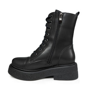 bottines vegan noires à lacets style rock