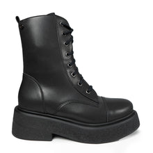 Load image into Gallery viewer, bottines vegan noires à lacets style rock