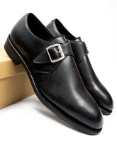 Charger l&#39;image dans la galerie, chaussures monk vegan noires pour homme