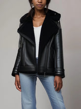 Load image into Gallery viewer, Women&#39;s Oversized Bomber Jacket - Recycled Sherpa Lining 