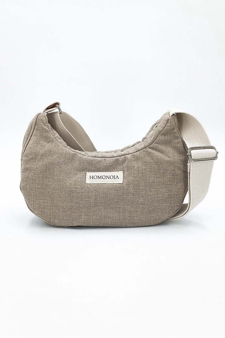 sac en forme de demi lune en coton beige