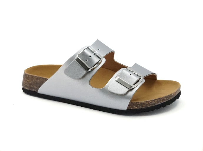 sandales argenté style birkenstock vegan