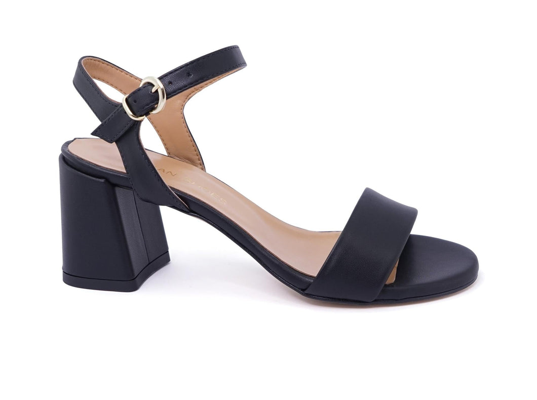 sandales à talons cuir vegan noir