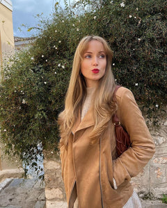 veste vegan style perfecto couleur camel