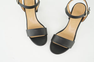 sandales à talons cuir vegan noir