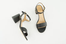 Load image into Gallery viewer, sandales à talons cuir vegan noir