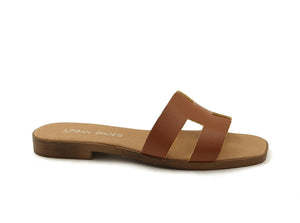 sandales mules marron en cuir vegan 